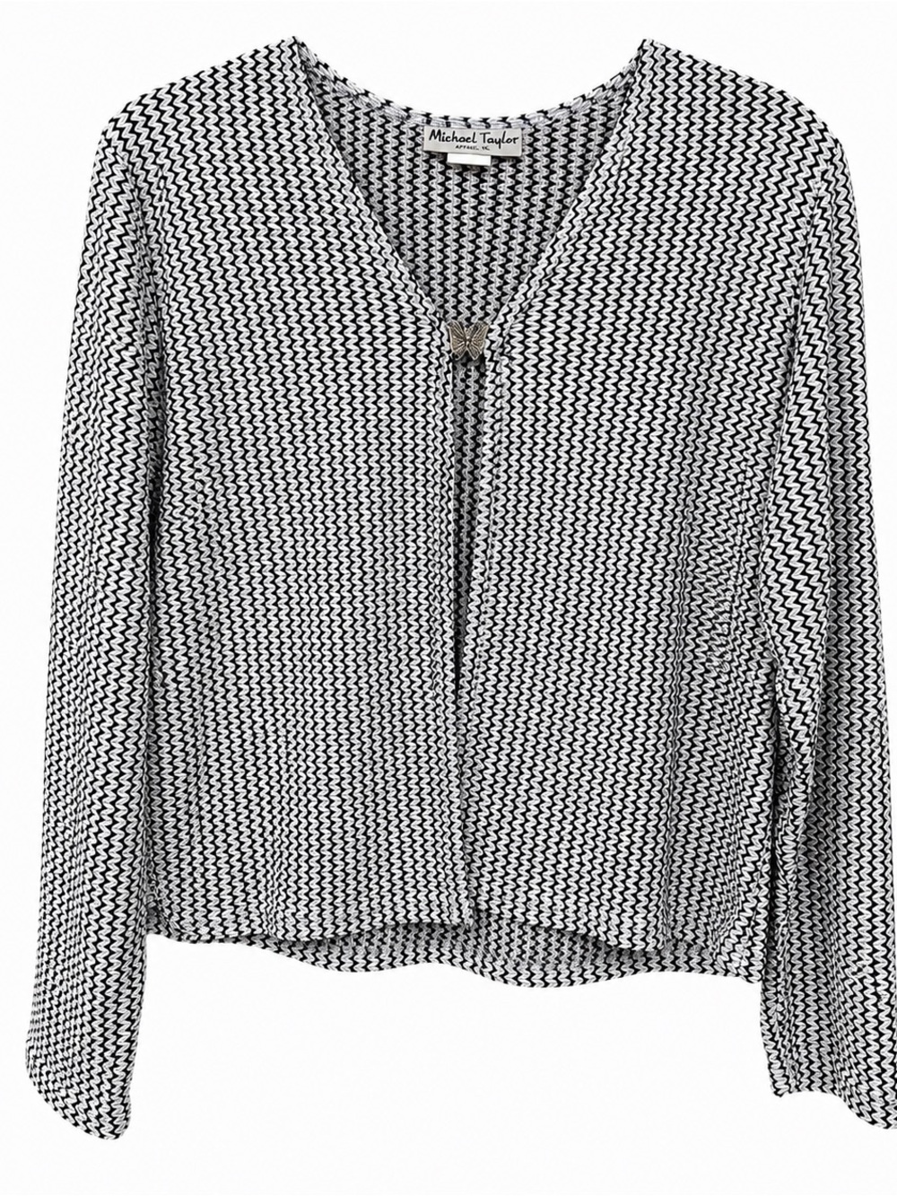 Vintage Y2K Butterfly Clasp Chevron Knit Top Made in USA